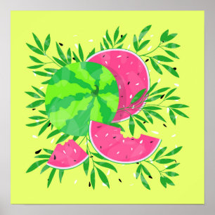 Sommer-Wassermelonen-Zweige Helles Tropisches Post Poster
