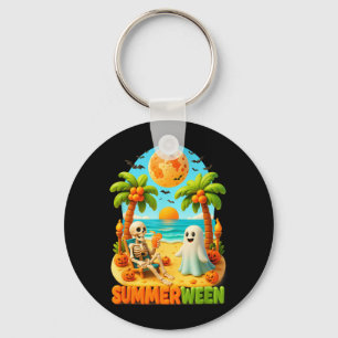 Sommer-ween Skelett Geist Strand Palme Halloween Schlüsselanhänger