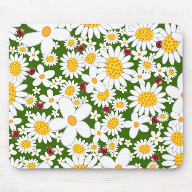 Sommer-weiße Gänseblümchen und wunderliche rote Mousepad (Vorne)