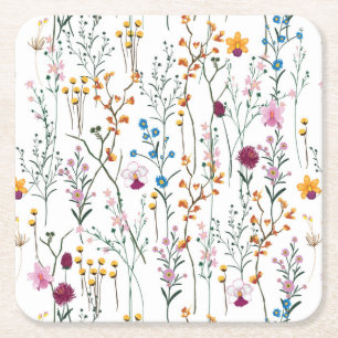 Sommer-Wildblume-Muster Rechteckiger Pappuntersetzer