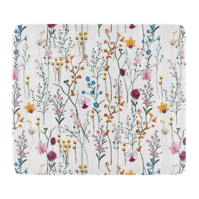 Sommer-Wildblume-Muster Schneidebrett (Vorderseite)