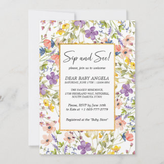 Sommer Wildblume Wiese Sip und sehen Einladung