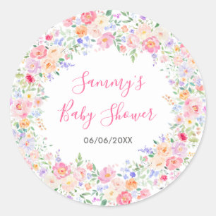 Sommer-Wildblumen-Blumen-Baby-Party  Runder Aufkleber