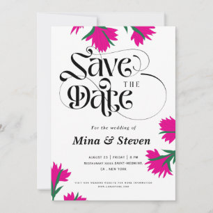 Sommer-Wildblumen-Mohn-Rosa-Blumen-Hochzeit Save The Date