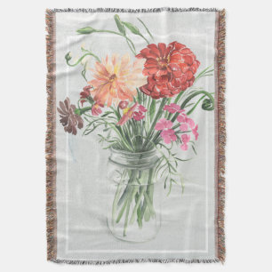 Sommer-Wildblumen - Rosa u. Rottöne Decke