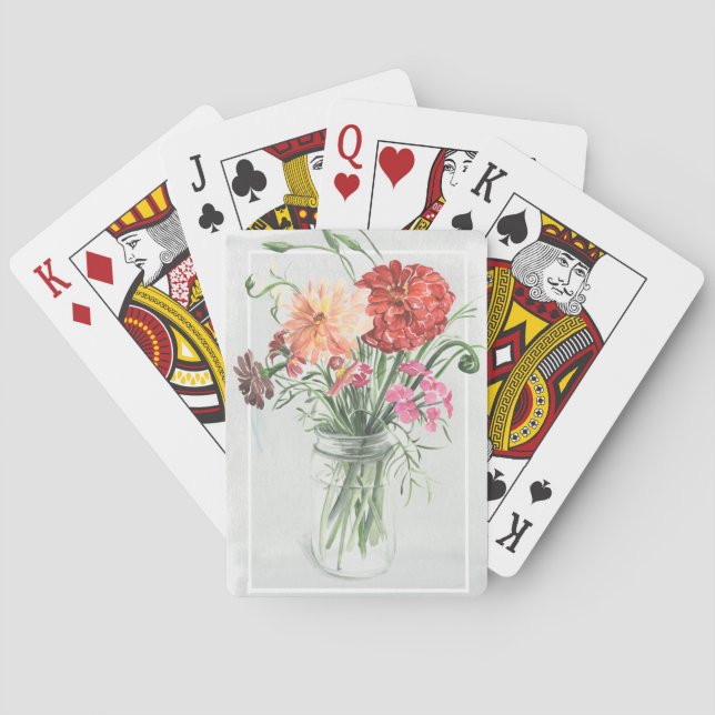Sommer-Wildblumen - Rosa u. Rottöne Spielkarten (Rückseite)