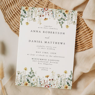 Sommer-Wildblumenfeld-Hochzeitseinladung Einladung