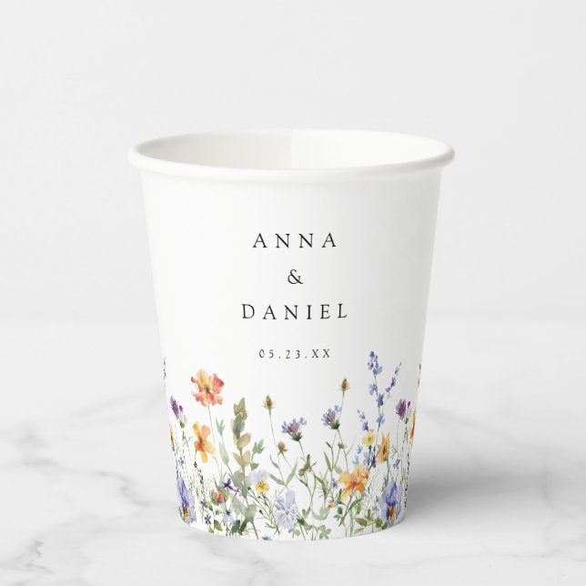 Sommer-Wildblumengarten-Hochzeit Pappbecher (Links)