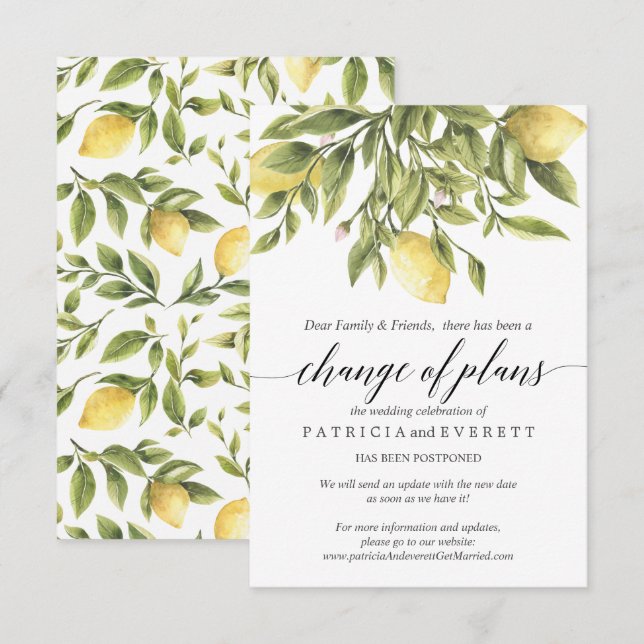 Sommer-Zitronen und Foliage Hochzeitwechsel Einladung (Vorne/Hinten)