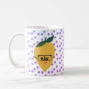 Sommer-Zitronen-Zitrus-Punkte Cartoon-Handzeichnun Kaffeetasse