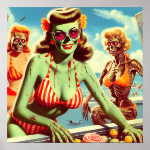 Sommer-Zombie-Pin-up Poster