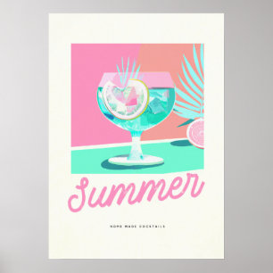 Sommer Zuhause Gemachte Cocktails Retro Poster