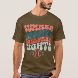 Sommerabende Ballpark Lights Retro Baseball Mama m T-Shirt