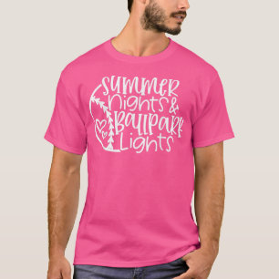 Sommerabende und Ballparkleuchten Frauen Baseball T-Shirt