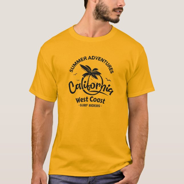 Sommerabenteuer California Westküste Surf Rider T-Shirt (Vorderseite)