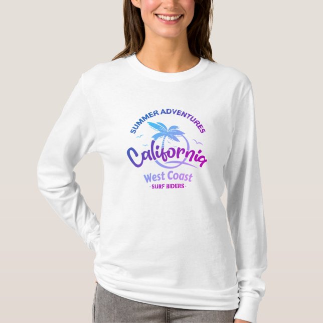 Sommerabenteuer California Westküste Surf Rider T-Shirt (Vorderseite)