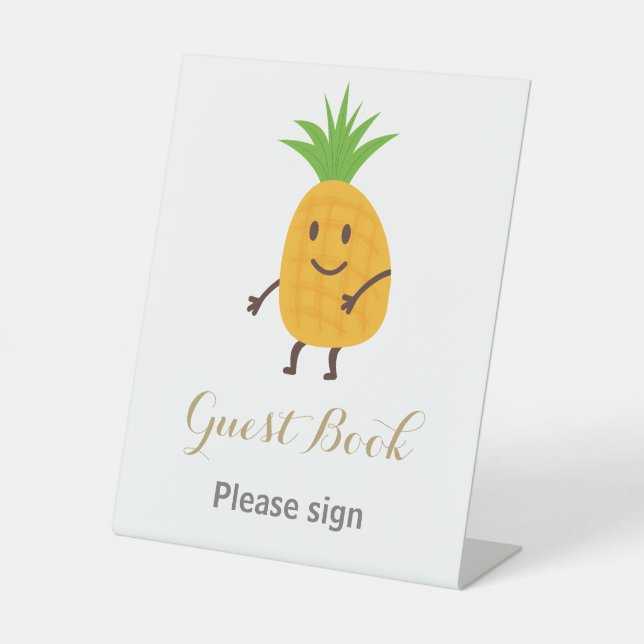 Sommerananas Tropical Guest Book Geburtstag Sockelschild (Vorderseite)
