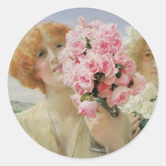 Sommerangebot von Sir Lawrence Alma-Tadema Runder Aufkleber (Vorderseite)