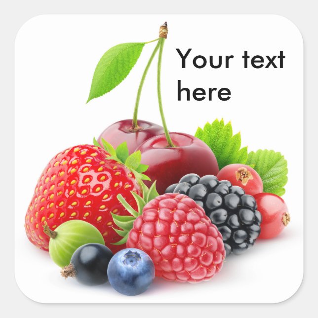 Sommerbeeren Quadratischer Aufkleber (Vorderseite)