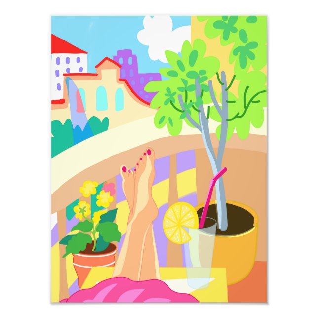 Sommerbild, Frauenfüße mit Pediküre Fotodruck (Vorne)