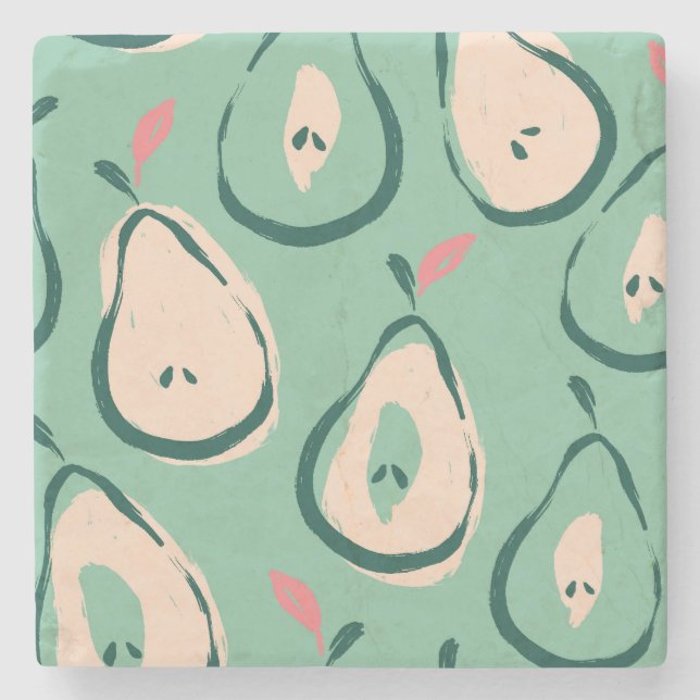 Sommerbirnen: frisches Fruchtmuster. Steinuntersetzer (Vorderseite)