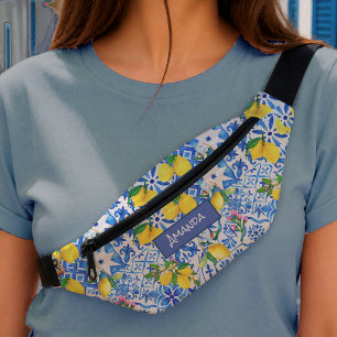 Sommerblau-Majolika-Sizilianische-Zitrus-Mittelmee Bauchtasche