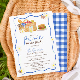 Sommerblauer Spaß Picknick im Park Familientreffen Einladung
