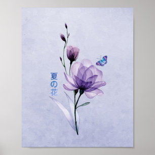 Sommerblumen, japanische Kunst Poster