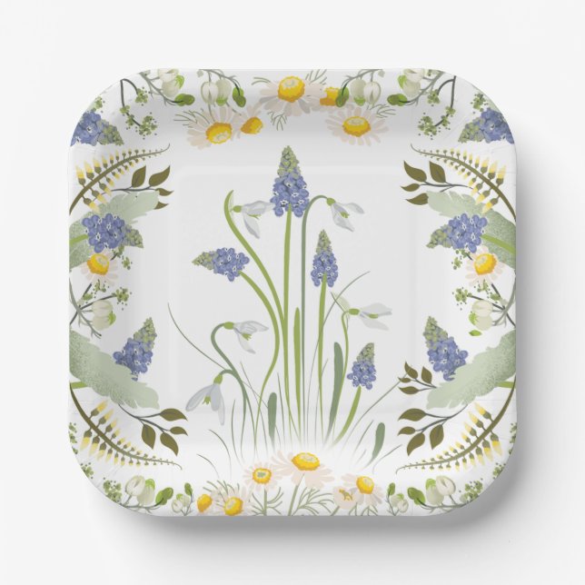 Sommerblumen Quadratische Teller (Vorderseite)
