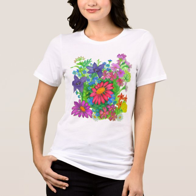 Sommerblumen Tri-Blend Shirt (Vorderseite)