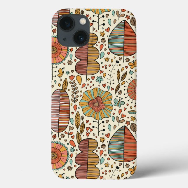 Sommerblumenmuster aus Blätter Case-Mate iPhone Hülle (Rückseite)