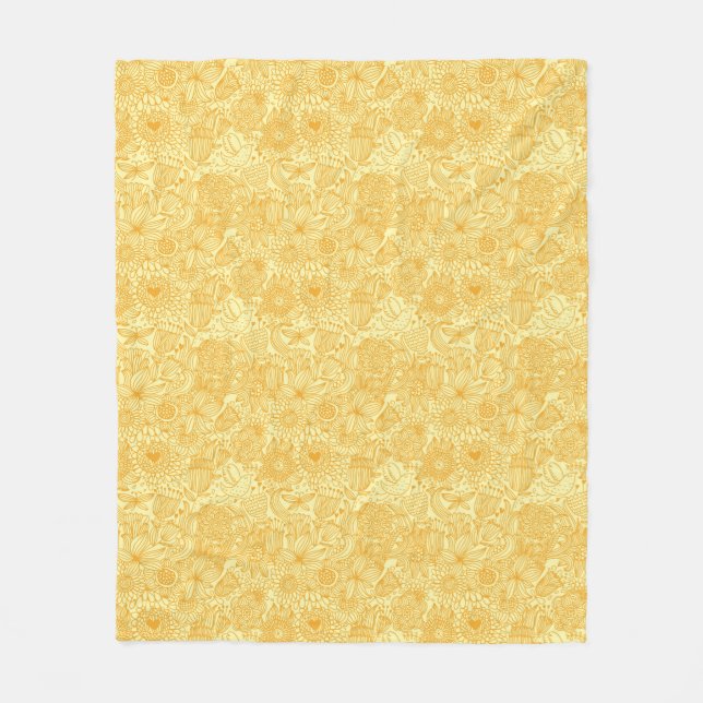 Sommerblumenmuster in den warmen Farben Fleecedecke (Vorderseite)