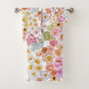 Sommerblüten-Schmetterling Floral Badhandtuch Set