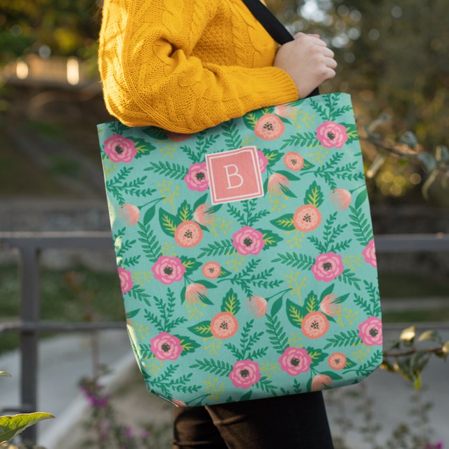 Sommerblüten | Tropenflormonogramm Tasche (Von Creator hochgeladen)