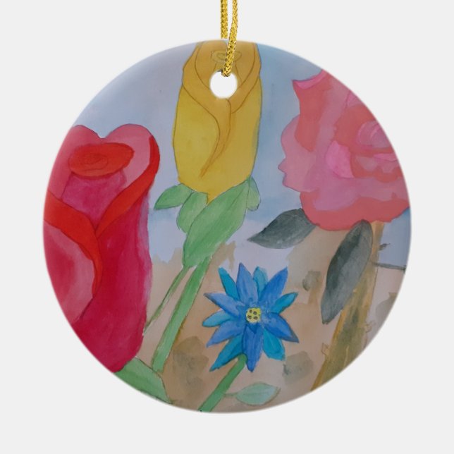 Sommerblütengarten Keramik Ornament (Vorne)