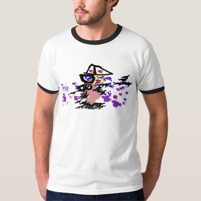 Sommerboot und Fisch  T-Shirt (Vorderseite)