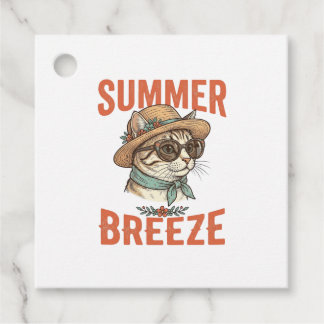 Sommerbrise-Katze Vintage-Stickerei-Shirt-Design_1 Geschenkanhänger