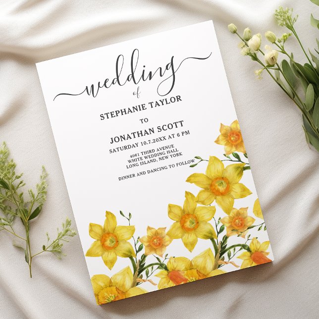 Sommerbukett goldene Narzissen Blume Hochzeit Einladung (Summer bouquet golden daffodils flowers wedding )