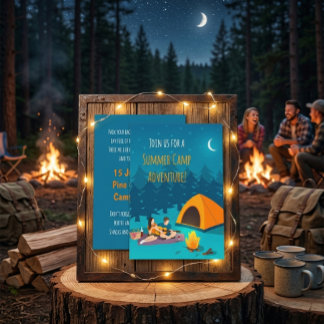 Sommercamp-Einladung | Handgezeichnetes Design Einladung