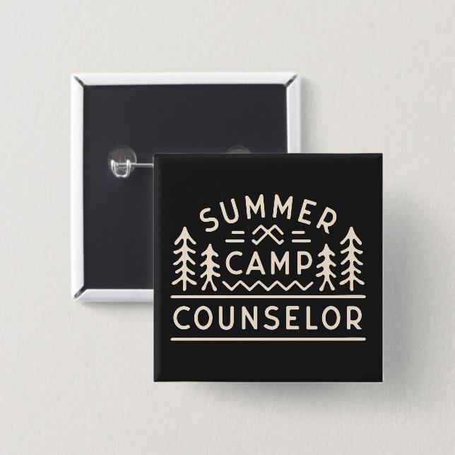 Sommercampberater Vintager ästhetischer Schwarz Button (Vorne & Hinten)