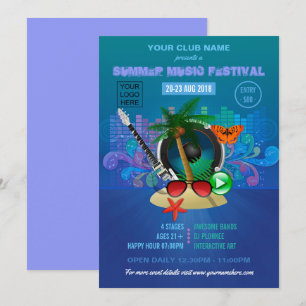 Sommerclub-Strandparty-Logo hinzufügen Einladung