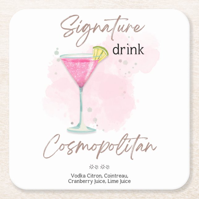 Sommercocktail in Watercolor Rechteckiger Pappuntersetzer (Vorderseite)