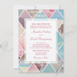 Sommerdiamanten| Pink & Blue Beach Wedding Einladung