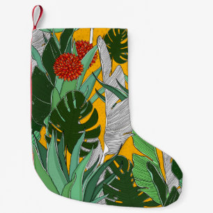 Sommerdschungel: Helles Palmmuster. Kleiner Weihnachtsstrumpf