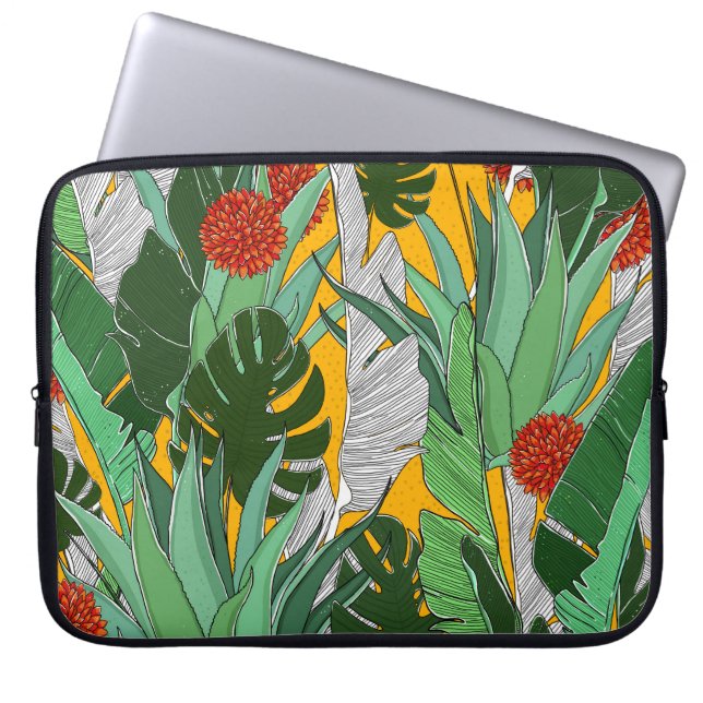 Sommerdschungel: Helles Palmmuster. Laptopschutzhülle (Vorderseite)