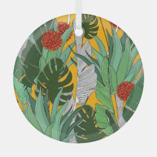 Sommerdschungel: Helles Palmmuster. Ornament Aus Glas