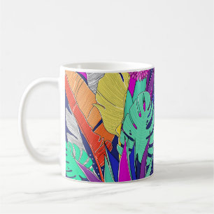 Sommerdschungelmuster mit hellen Farben. Dschungel Kaffeetasse