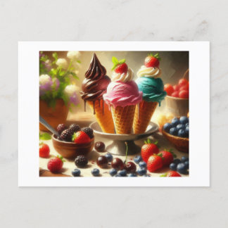 Sommereis und Obst, Postkarte