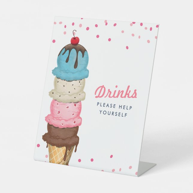 Sommereiscreme trinkt Brautparty Sockelschild (Vorderseite)