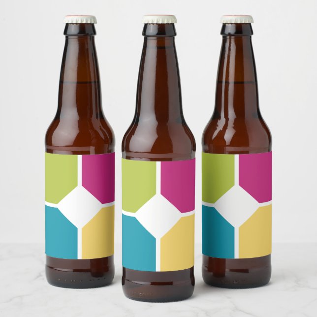 SOMMERFARBEN Quadranten Fakultatives MONOGRAMM Bierflaschenetikett (Flaschen)